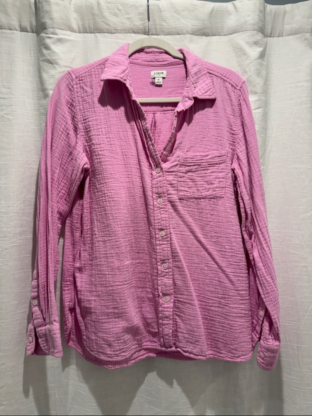 J. Crew Womens Pink Cotton Gauze Button-Down Shirt